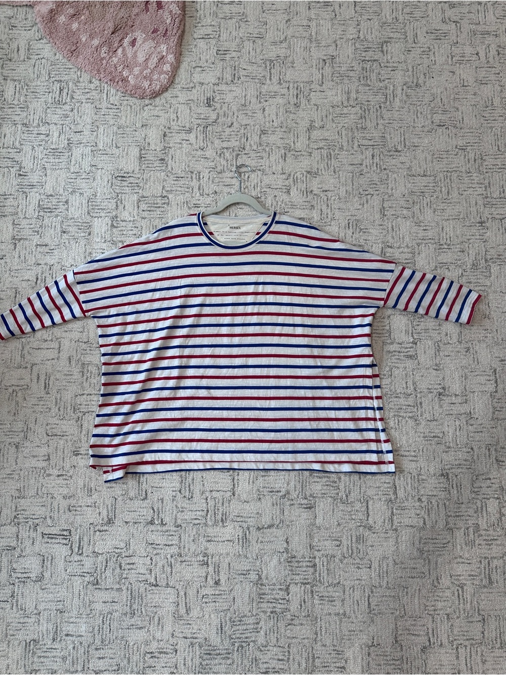 Mersea Catalina 3/4 Sleeve Tee in White, Blue & Red